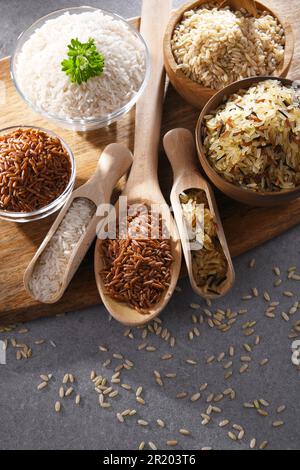 Red Rice Composition Composition with different sorts of rice including basmati and red rice ...