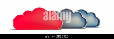 Cloud ideas concept. Panoramic 3d rendering white isolated Stock Photo