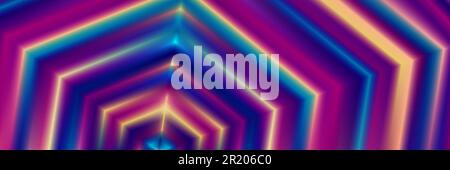 Abstract multicolor geometric banner with neon radiance. Vector graphic disco background Stock Vector