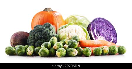 Composition with fresh vegetables isolated on white background Stock Photo