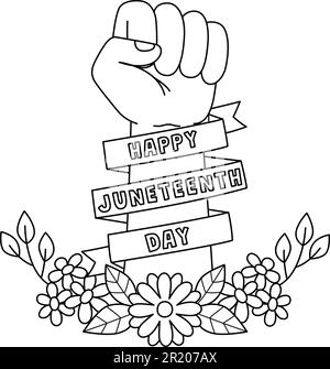 Happy Juneteenth Day Isolated Coloring Page  Stock Vector