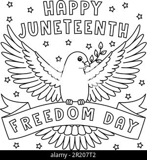 Happy Juneteenth Freedom Day Coloring Page Stock Vector