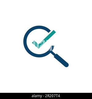 Magnifying glass and check mark or tick icon. Magnifying glass check mark isolated web icon vector image Stock Vector
