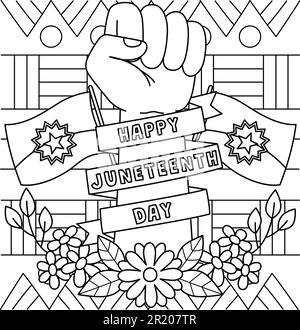 Happy Juneteenth Day Coloring Page for Kids Stock Vector