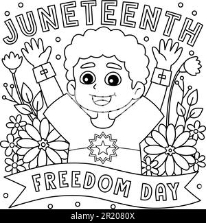 Juneteenth Freedom Day Coloring Page for Kids Stock Vector