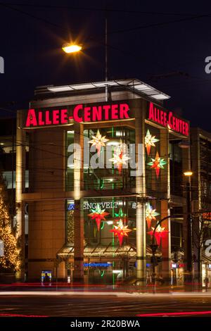 Christmas decorated Allee Center in Magdeburg Stock Photo