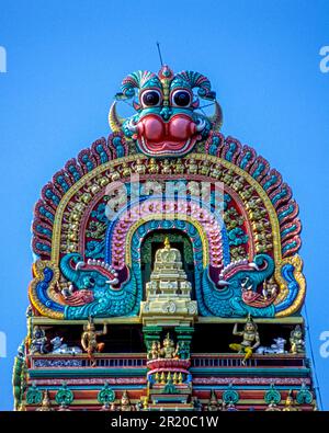 Close-up view Kasi Viswanathar Temple Rajagopuram Tower in Tenkasi, Tamil Nadu, South India, India, Asia Stock Photo