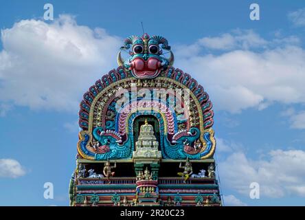 Close-up view Kasi Viswanathar Temple Rajagopuram Tower in Tenkasi, Tamil Nadu, South India, India, Asia Stock Photo