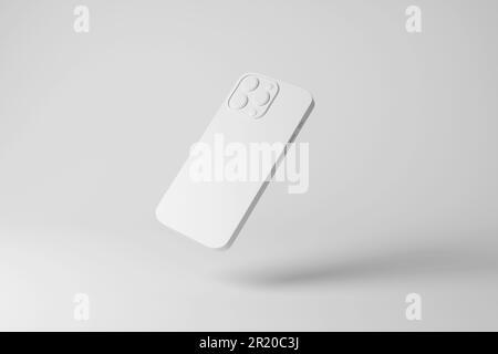 White phone on white background. Illustration of the concept of minimalism and as a design element for web design templates and product mock ups Stock Photo