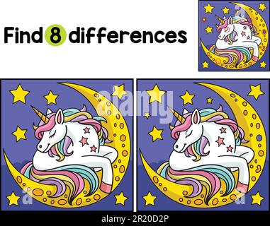 Sleeping Crescent Moon Find The Differences Stock Vector Image & Art ...