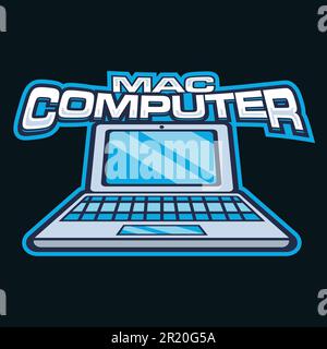 Computer Mascot Logo Design. Logo illustration for mascot or symbol and identity, emblem sports or e-sports gaming team. Stock Vector