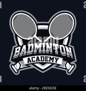 Badminton Academy Mascot Logo Design. Logo illustration for mascot or symbol and identity, emblem sports or e-sports gaming team. Stock Vector