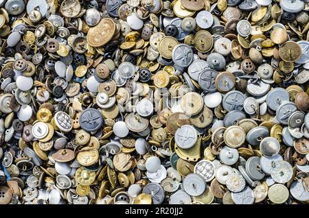 Collection of various vintage clothing buttons for background Stock Photo