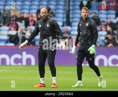 L-R Darren Randolph of AFC Bournemouth and Neto of AFC Bournemouth during the pre-match warm-up   during the pre-match warm-up  during English Premier Stock Photo