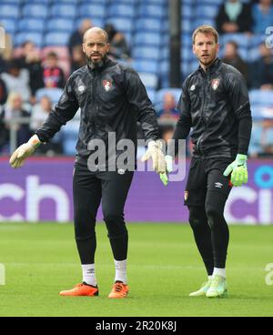 L-R Darren Randolph of AFC Bournemouth and Neto of AFC Bournemouth during the pre-match warm-up   during the pre-match warm-up  during English Premier Stock Photo