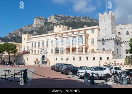 Monaco-Ville, Monaco, April 20th 2023:- A view of Prince’s Palace  in  Monaco-Ville, first built in 1191. Stock Photo