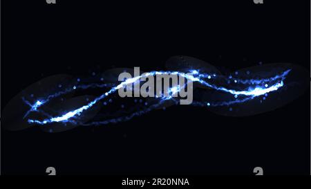 Blue texture with bokeh effect, abstract glowing magical energetic gentle beautiful powerful backdrop with sparkling lines of stripes waves. Stock Vector