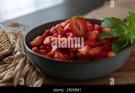 Strawberries in a bowl Stock Photo