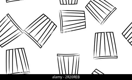 popcorn, bucket on a white background, pattern, vector illustration. a snack at the cinema. popcorn bucket in pencil drawing style. black and white il Stock Vector