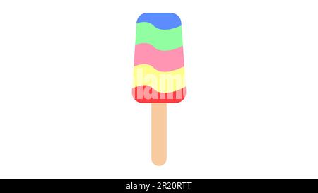 ice cream sweet, milk, popsicle on a stick on a white background, vector illustration. popsicle with different tastes of different colors. fruit and b Stock Vector