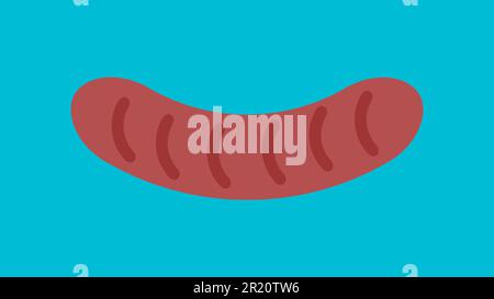 sausage on a blue background, vector illustration. appetizing grilled sausage. delicious meat sausage for a snack. beer snack. junk food, natural frie Stock Vector