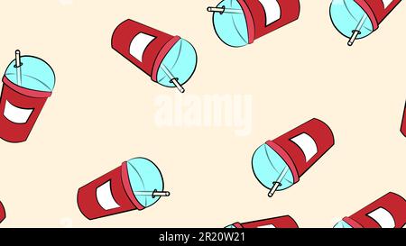 Different tasty milkshakes decorated with fruits, berries and whipped cream seamless pattern. Refreshing cocktails in glasses with straws vector flat Stock Vector