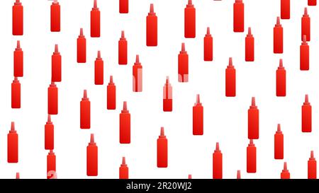ketchup on white background, vector illustration, pattern. red ketchup, fast food seasoning. wallpaper for the design of a cafe and restaurant. decor Stock Vector