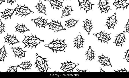 Texture seamless pattern of many colored natural flowers of hop plants for beer hops for brewing. Vector illustration. Stock Vector