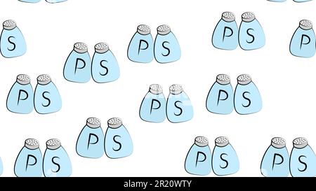 pepper salt bottle seamless vector pattern sugar scarf isolated tile background repeat wallpaper. Stock Vector
