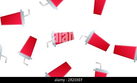 coffee in a red glass with a straw, on a white background, vector illustration, pattern. wallpaper for the design of a cafe, restaurant. home decor, p Stock Vector