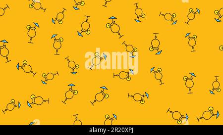 Texture seamless pattern of beautiful nice tasty refreshing alcoholic drinks cocktails with a straw slice of lemon and ice on a yellow orange backgrou Stock Vector