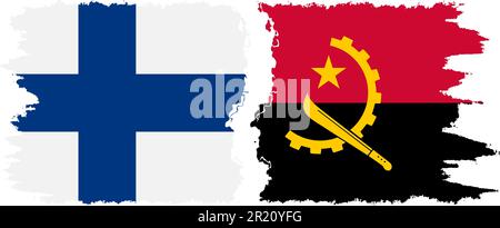Angola and Finland grunge flags connection, vector Stock Vector