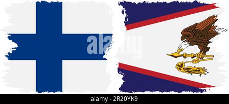 American Samoa and Finland grunge flags connection, vector Stock Vector