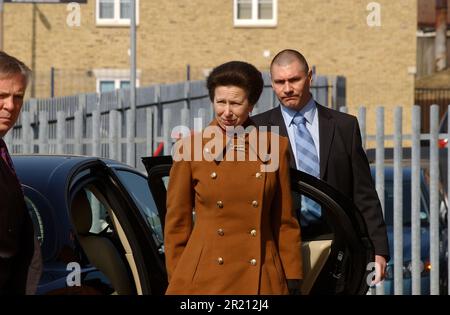 Photograph of Princess Anne during a Royal visit to a Citizens Advice Bureau in Grays, Essex. Stock Photo