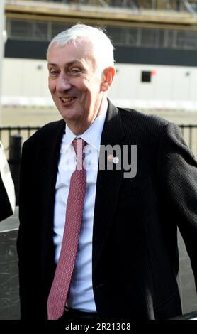Photograph of Sir Lindsay Hoyle, Speaker of the House of Commons since November 2019, outside the UK parliament the day after it dissolved and MPs prepared for a general election set for the 12th of December. Stock Photo