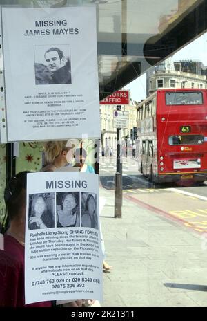 Photograph of a poster of one the missing after the 7/7 terror attack ...
