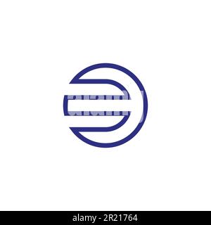 Number 3 circle, neon, line geometric simple symbol logo vector Stock Vector