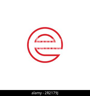 Letter e circle, neon, line geometric simple symbol logo vector Stock Vector