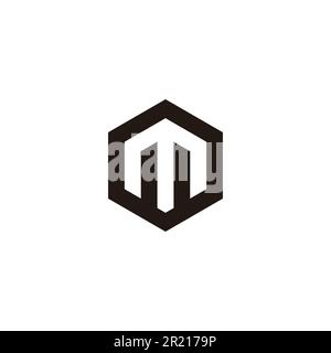 Letter M hexagon, outline geometric simple symbol logo vector Stock Vector