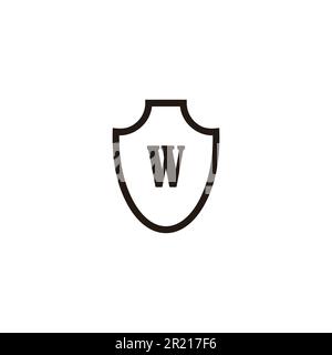 Letter w in shield, line geometric symbol simple logo vector Stock Vector