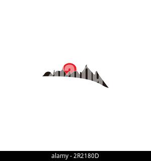 Mountain, sunrise, illustration geometric symbol simple logo vector Stock Vector