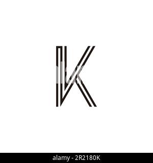 Letter Kv vK K v lines geometric symbol simple logo vector Stock Vector