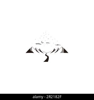 Mountain, and highway, landscape, night geometric symbol simple logo vector Stock Vector