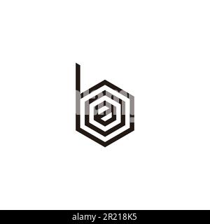 Number 8, letter o and b hexagon line geometric symbol simple logo vector Stock Vector