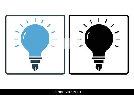 Creative idea icon. light bulb with pen. icon related to creative idea, innovation, solution, education. Solid icon style. Simple vector design editab Stock Vector