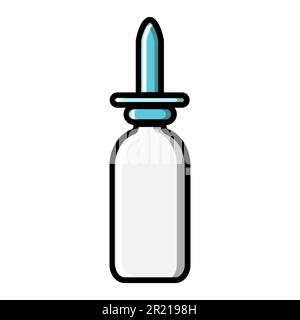 Small medical pharmacetic nasal drops in a jar for the treatment of rhinitis, icon on a white background. Vector illustration Stock Vector