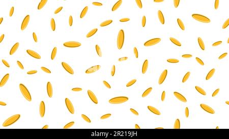 Seamless pattern texture of oval yellow medical pharmaceutical pills capsules capsules with vitamins fish oil omega-3 on a white background. Vector il Stock Vector