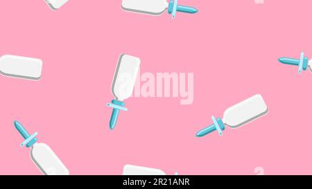 Seamless pattern endless texture of white medical medicinal medicine sprays droplets pharmaceptic for nose from a cold and a sore throat on a pink bac Stock Vector
