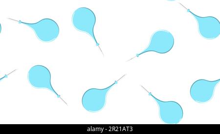 Seamless pattern texture of endless repeating medical rubber blue enema pears for cleaning the intestines on a white background. Vector illustration. Stock Vector