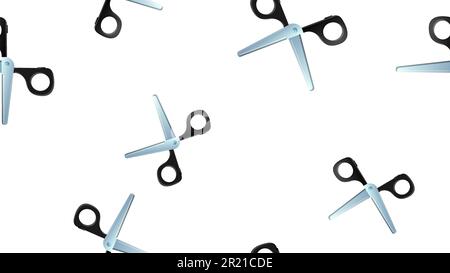 seamless pattern of hairdressing scissors. black contour pattern on a white background. stock vector illustration. EPS 10. Stock Vector